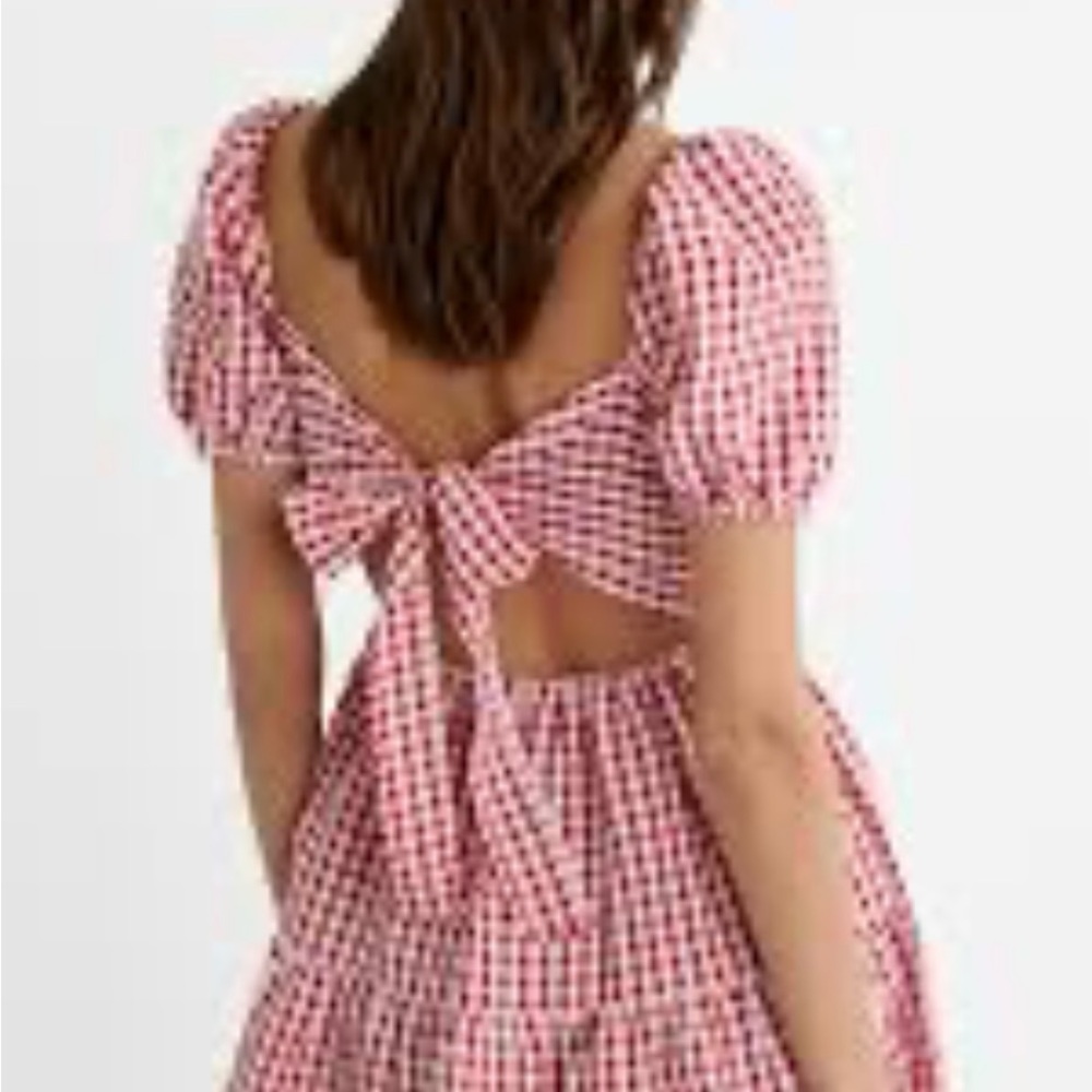 LOFT Red and White Gingham Dress